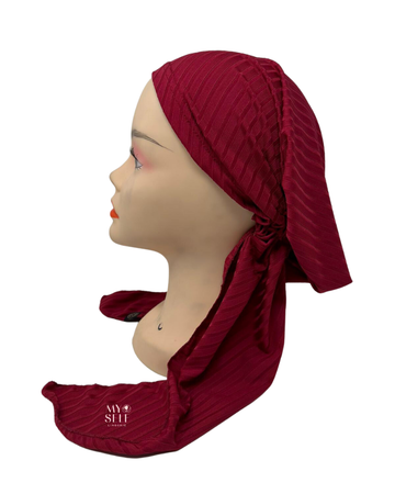 Cherie HRBRD Red Ribbed Supersoft Pre-Tied Bandanna myselflingerie.com
